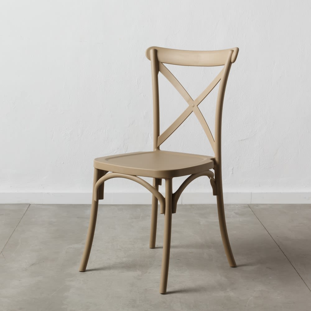 CHAISE BISTROT EMPILABLE POLYPROPYLENE TAUPE 48.5 X 91 X 43 CM - Photo N°1