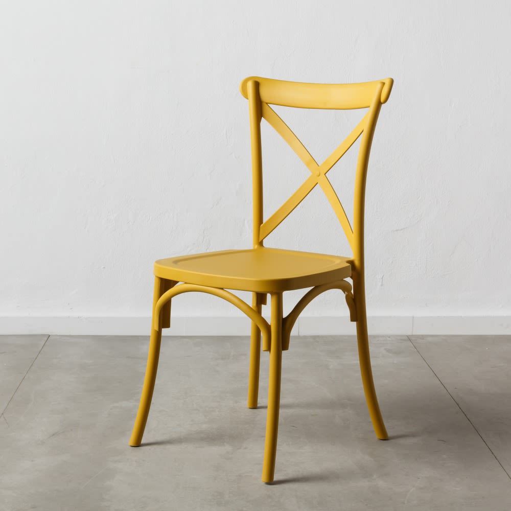 CHAISE BISTROT EMPILABLE POLYPROPYLENE JAUNE 48.5 X 91 X 43 CM - Photo N°1