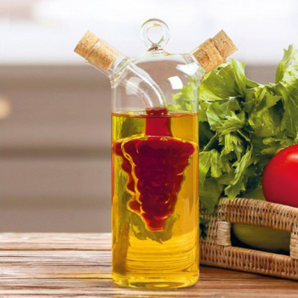 BOUTEILLE EN VERRE HUILE  et  VINAIGRE 2 en 1 5.8 x 15 cm - Photo N°1