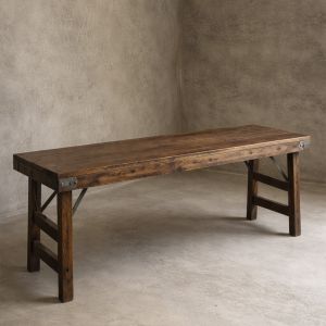 CONSOLE BUREAU BOIS RECYCLE ET METAL 181 X 79 X 60 CM