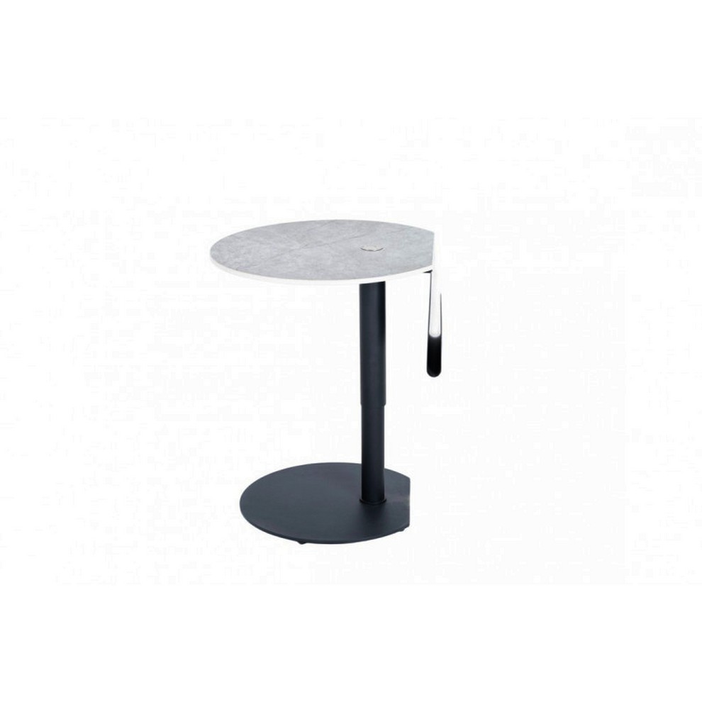 BOUT DE CANAPE REGLABLE EN HAUTEUR CERAMIQUE GRIS CLAIR 57 X 47/69 X 55 CM - Photo N°6