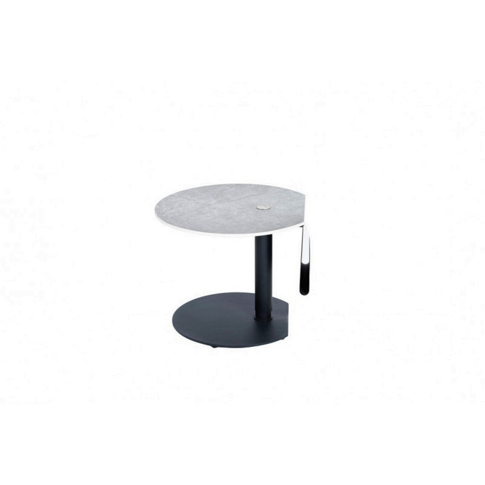 BOUT DE CANAPE REGLABLE EN HAUTEUR CERAMIQUE GRIS CLAIR 57 X 47/69 X 55 CM - Photo N°4