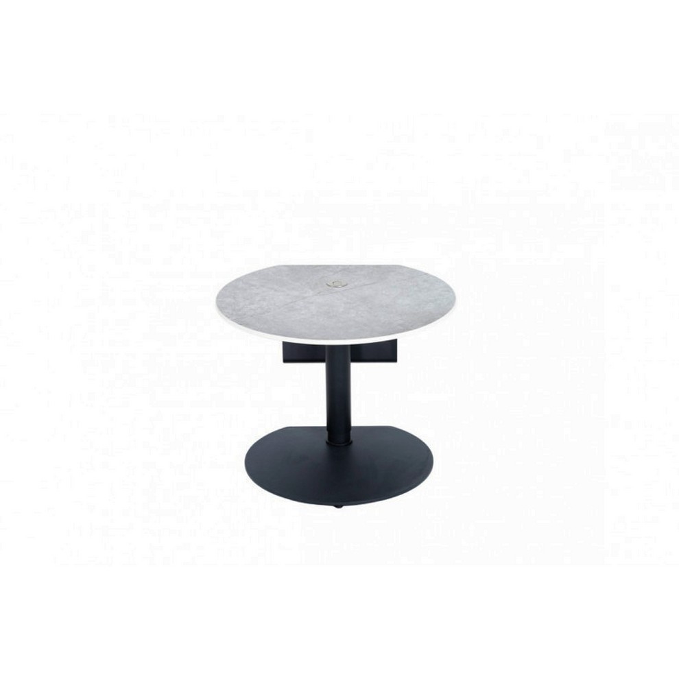 BOUT DE CANAPE REGLABLE EN HAUTEUR CERAMIQUE GRIS CLAIR 57 X 47/69 X 55 CM - Photo N°2