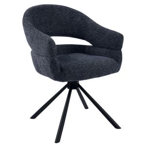 CHAISE MOVY PIED PIVOTANT NOIR TISSU BLEU 59 X 84 X 62.5 CM