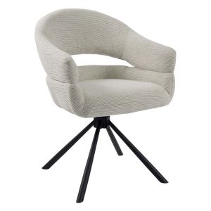 CHAISE MOVY PIED PIVOTANT NOIR TISSU CREME 59 X 84 X 62.5 CM