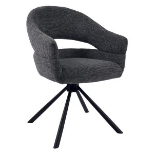 CHAISE MOVY PIED PIVOTANT NOIR TISSU GRIS 59 X 84 X 62.5 CM