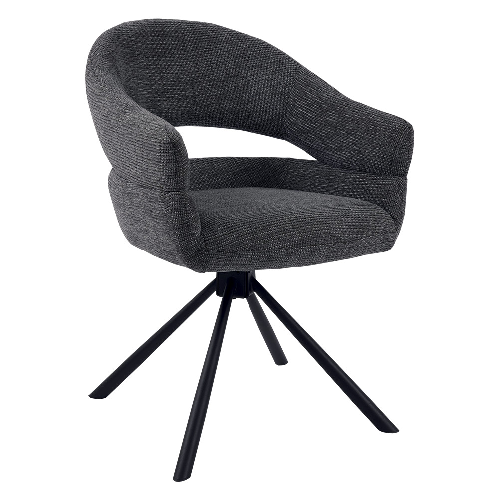 CHAISE MOVY PIED PIVOTANT NOIR TISSU GRIS 59 X 84 X 62.5 CM - Photo N°1