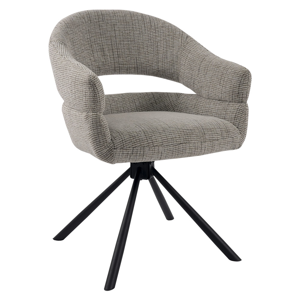 CHAISE MOVY PIED PIVOTANT NOIR TISSU TAUPE 59 X 84 X 62.5 CM - Photo N°1