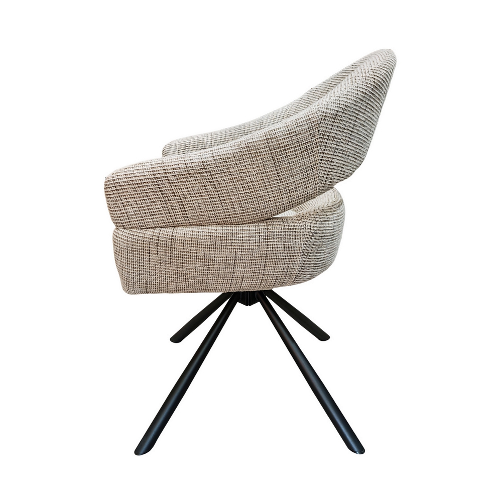 CHAISE MOVY PIED PIVOTANT NOIR TISSU TAUPE 59 X 84 X 62.5 CM - Photo N°3