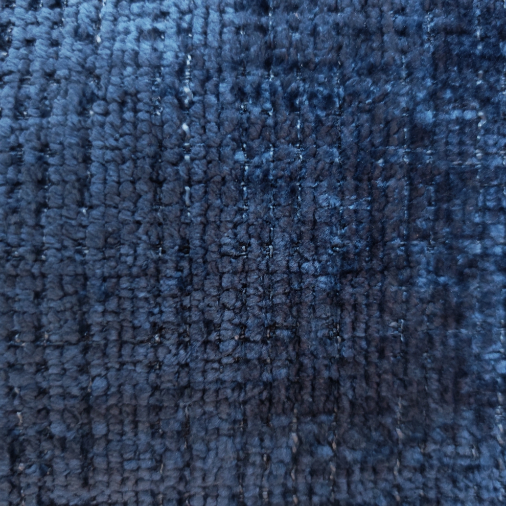 FAUTEUIL ET POUF BRANSON TISSU CREMONA BLEU NUIT PIEDS NOIR H 96 X L 78 X P 99CM - Photo N°2