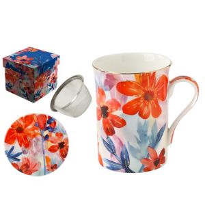 COFFRET MUG TISANIERE COLLECTION AQUARELLA 300ML