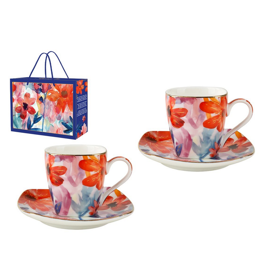COFFRET 2 TASSES EXPRESSO COLLECTION AQUARELLA 130ML - Photo N°1