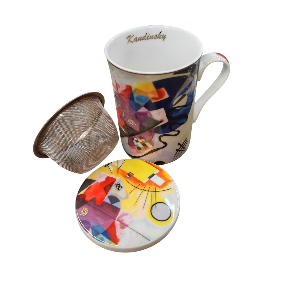 COFFRET MUG TISANIERE COLLECTION KANDINSKY JAUNE-ROUGE-BLEU 300ML - Photo N°1