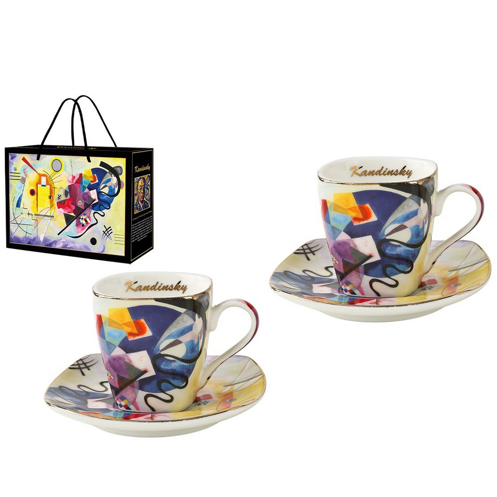 COFFRET 2 TASSES EXPRESSO COLLECTION KANDINSKY JAUNE-ROUGE-BLEU 130ML - Photo N°1