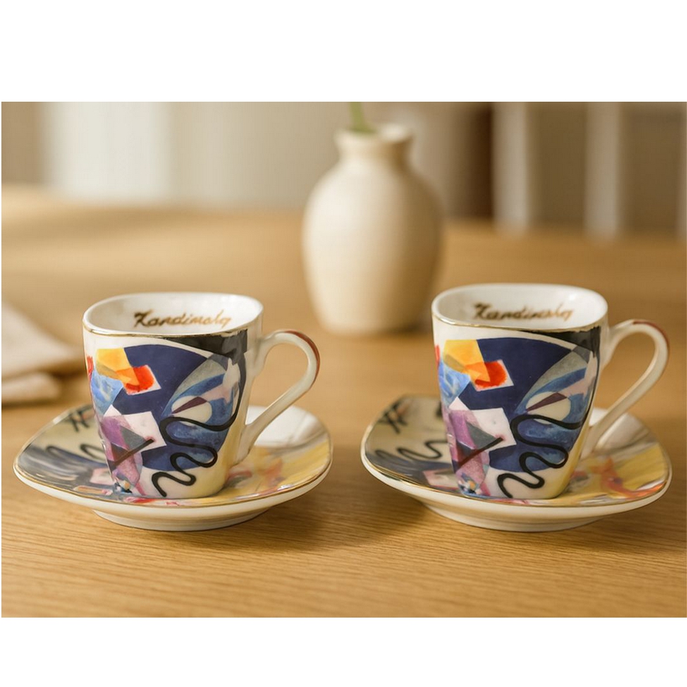 COFFRET 2 TASSES EXPRESSO COLLECTION KANDINSKY JAUNE-ROUGE-BLEU 130ML - Photo N°3