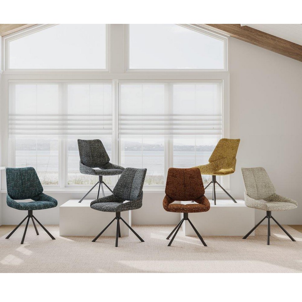 CHAISE FREDO PIVOTANTE PIED NOIR ASSISE TISSU BLEU PETROLE 54 X 92 X 64 CM - Photo N°6