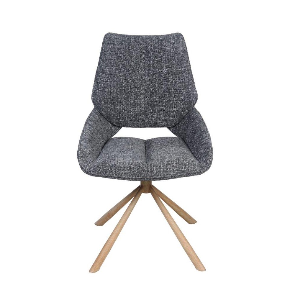 CHAISE FREDO PIVOTANTE PIED ASPECT BOIS ASSISE TISSU ANTHRACITE 54 X 92 X 64 CM - Photo N°6