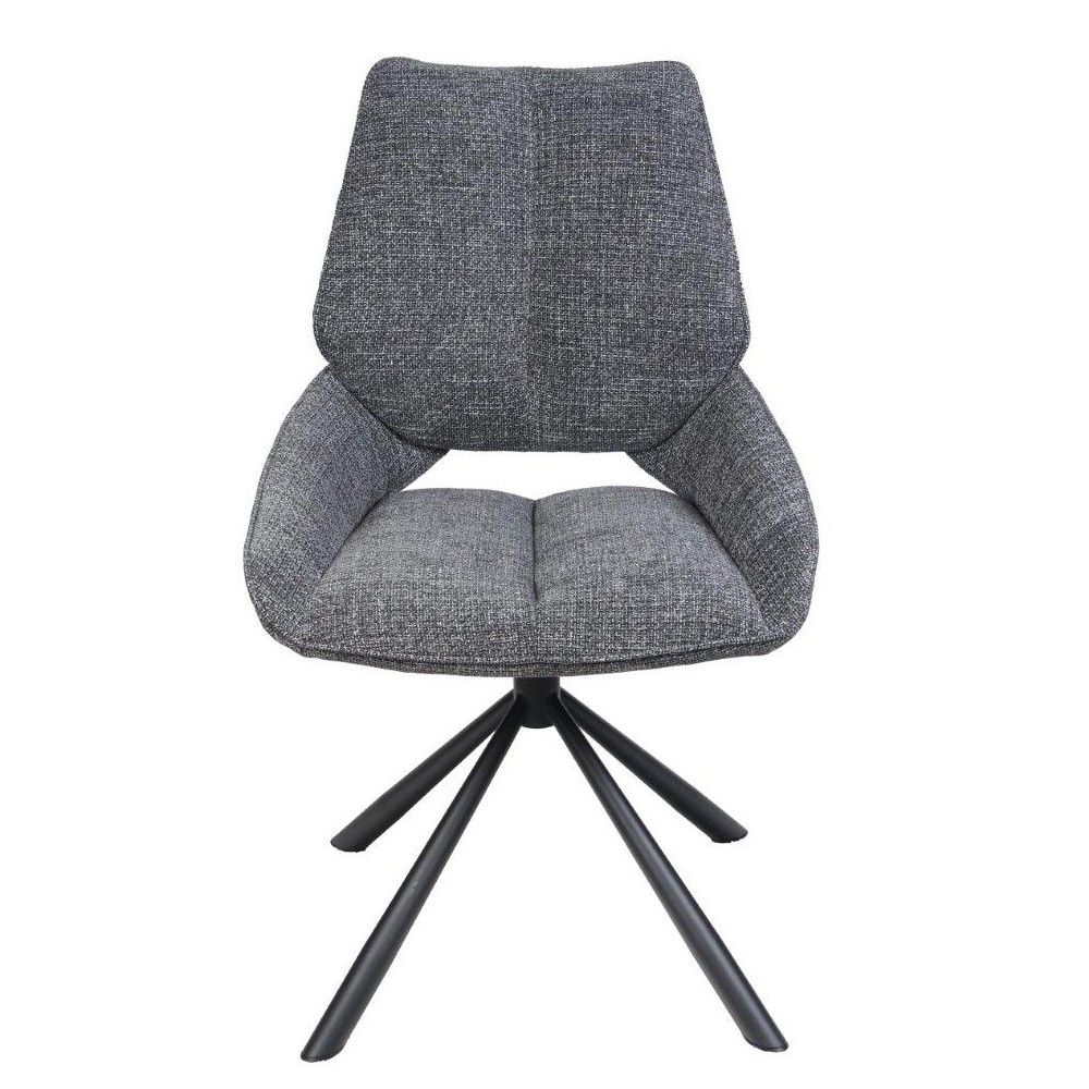 CHAISE FREDO PIVOTANTE PIED NOIR ASSISE TISSU ANTHRACITE 54 X 92 X 64 CM - Photo N°5
