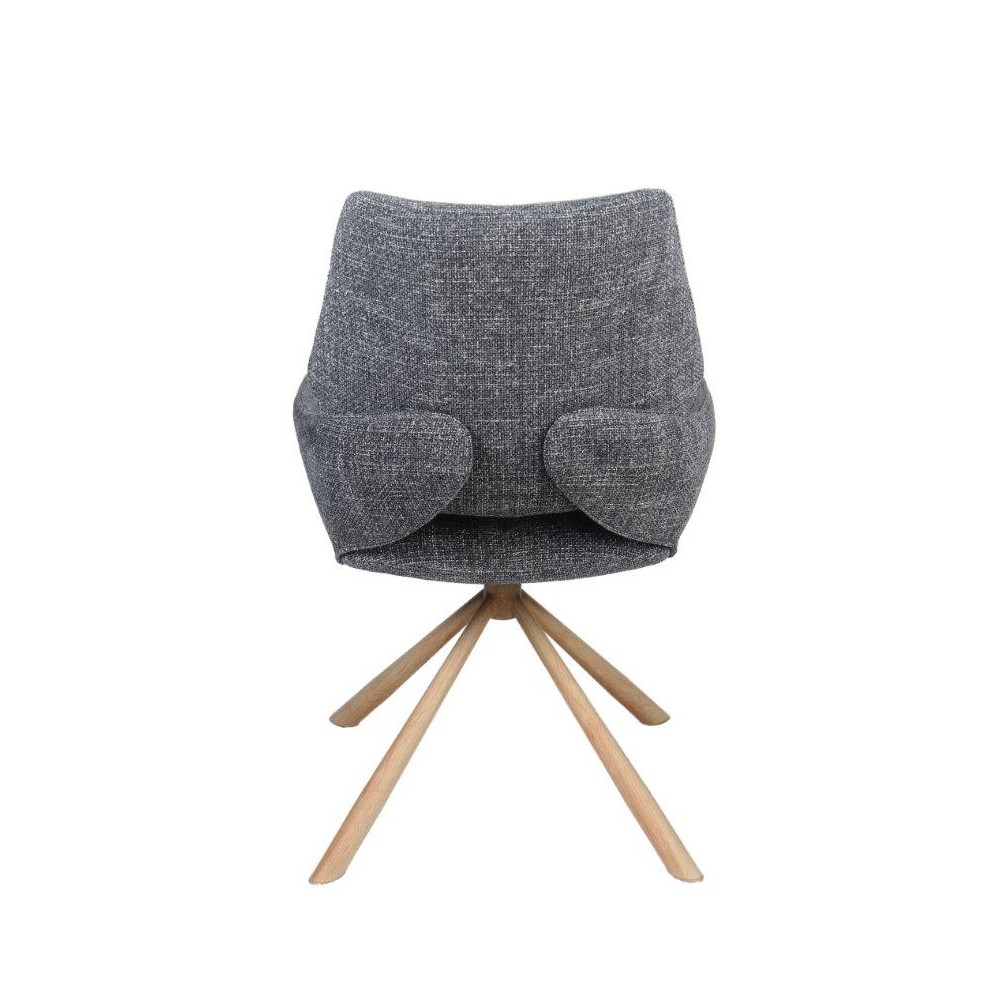 CHAISE FREDO PIVOTANTE PIED ASPECT BOIS ASSISE TISSU ANTHRACITE 54 X 92 X 64 CM - Photo N°5