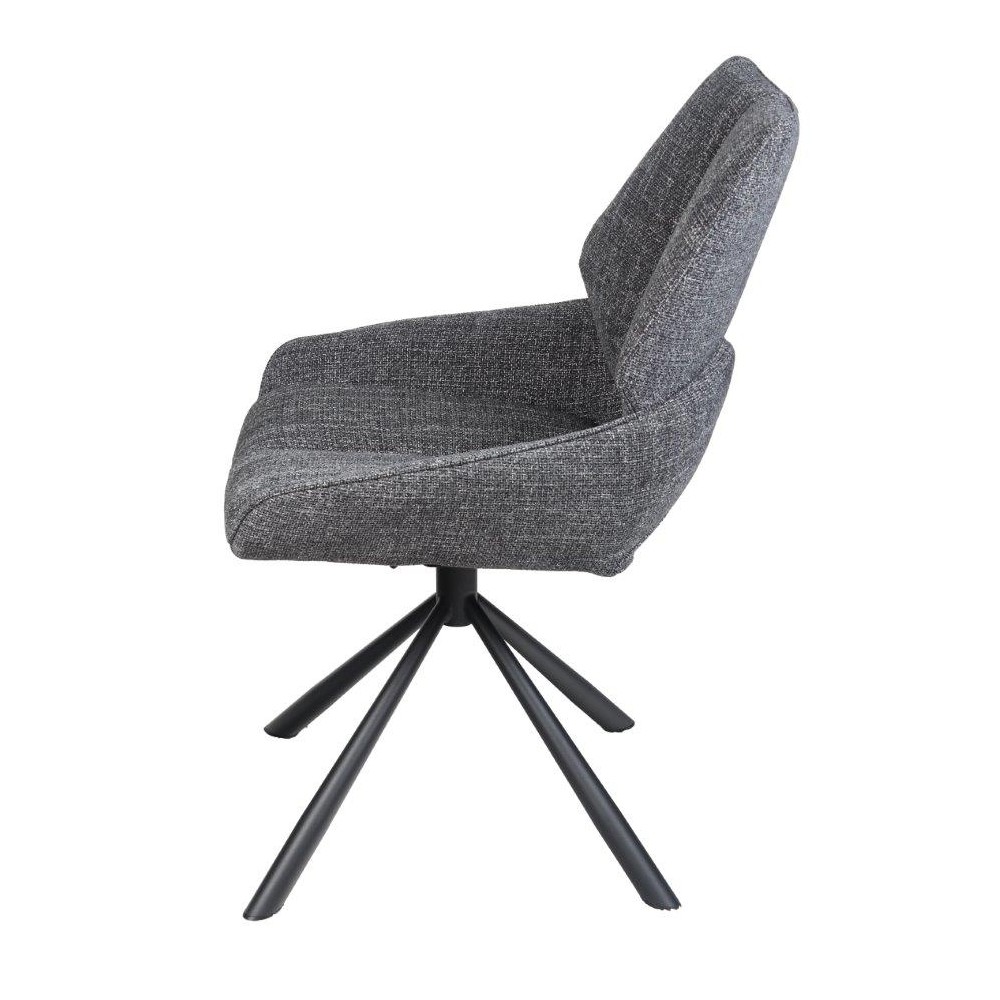 CHAISE FREDO PIVOTANTE PIED NOIR ASSISE TISSU ANTHRACITE 54 X 92 X 64 CM - Photo N°4