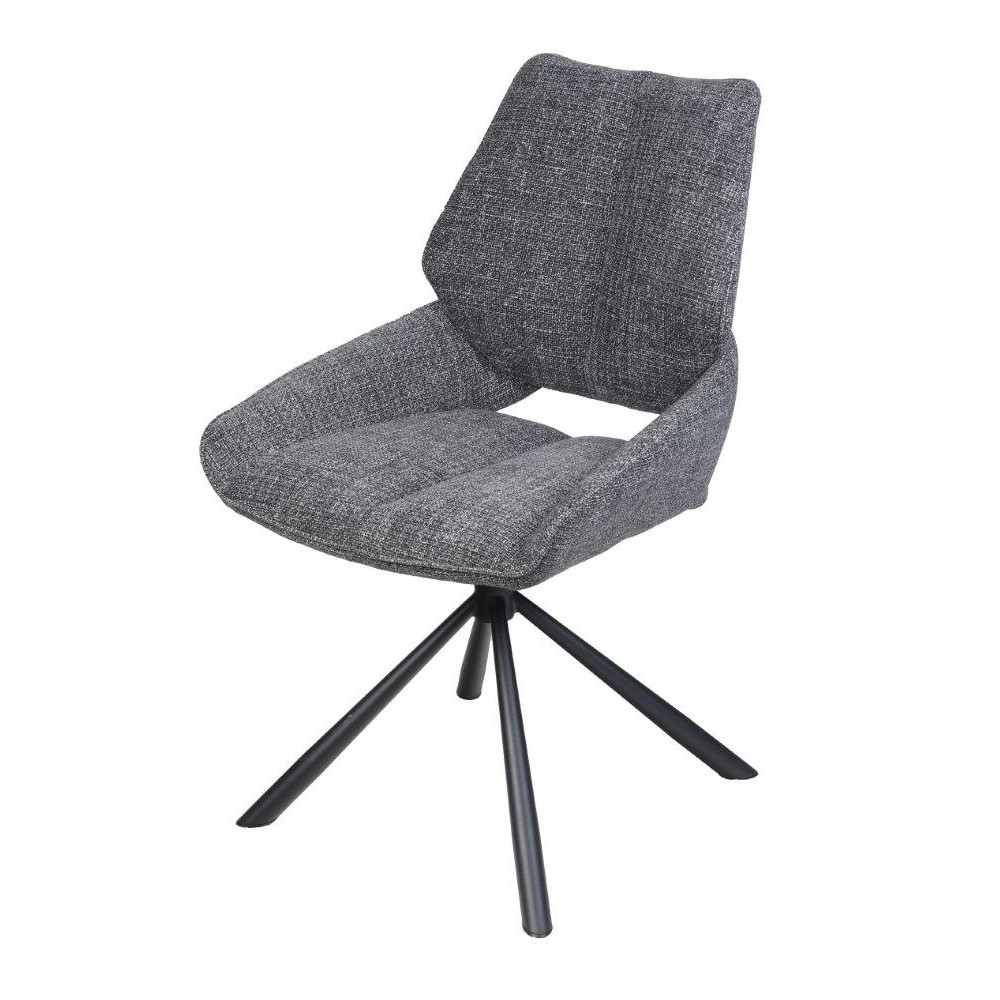 CHAISE FREDO PIVOTANTE PIED NOIR ASSISE TISSU ANTHRACITE 54 X 92 X 64 CM - Photo N°1
