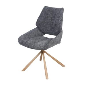 CHAISE FREDO PIVOTANTE PIED ASPECT BOIS ASSISE TISSU ANTHRACITE 54 X 92 X 64 CM