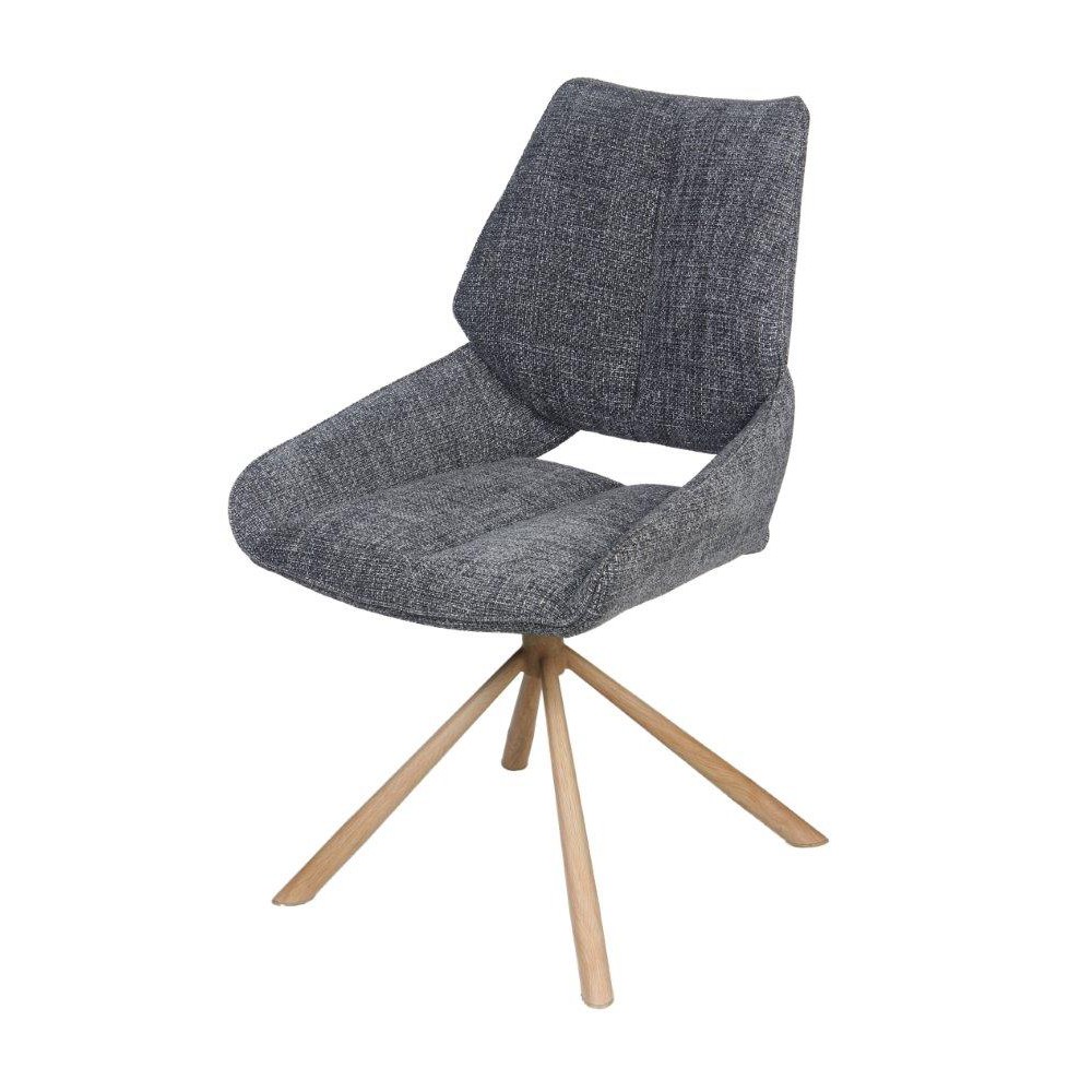 CHAISE FREDO PIVOTANTE PIED ASPECT BOIS ASSISE TISSU ANTHRACITE 54 X 92 X 64 CM - Photo N°1