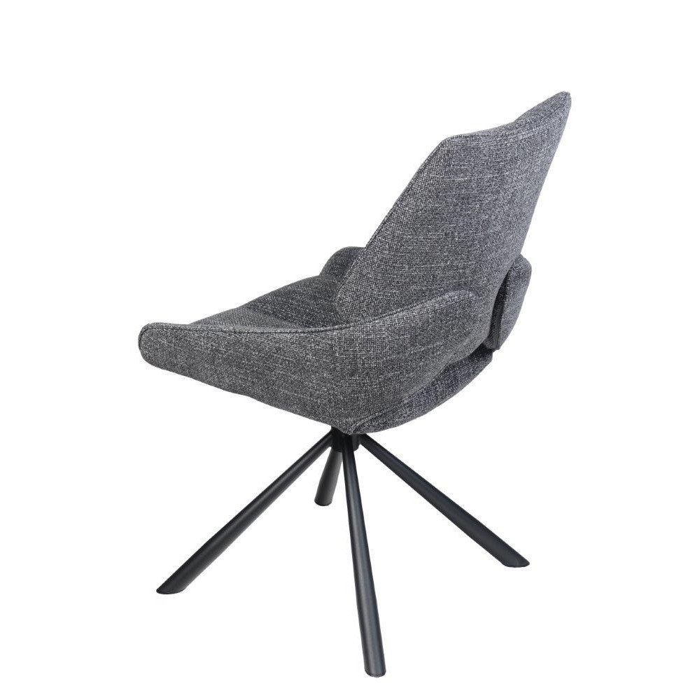 CHAISE FREDO PIVOTANTE PIED NOIR ASSISE TISSU ANTHRACITE 54 X 92 X 64 CM - Photo N°2