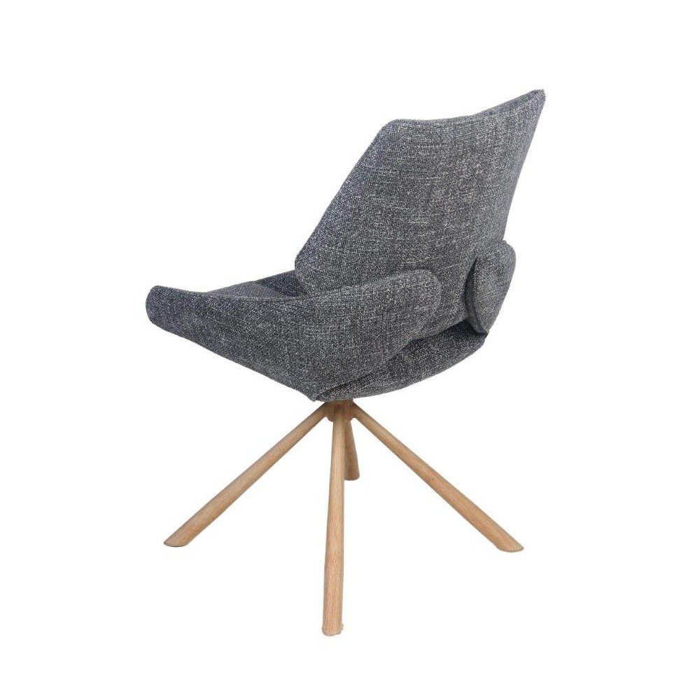 CHAISE FREDO PIVOTANTE PIED ASPECT BOIS ASSISE TISSU ANTHRACITE 54 X 92 X 64 CM - Photo N°2