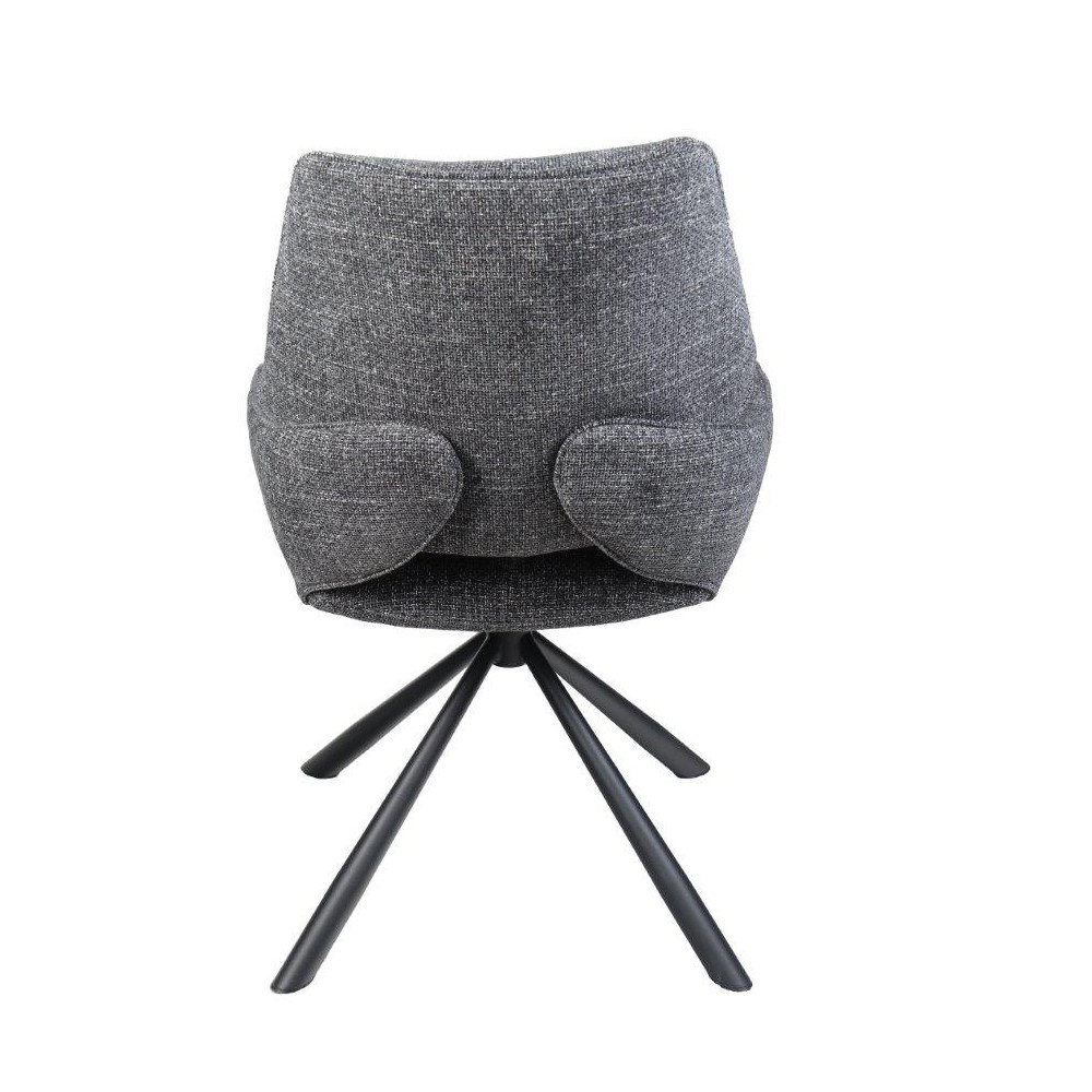 CHAISE FREDO PIVOTANTE PIED NOIR ASSISE TISSU ANTHRACITE 54 X 92 X 64 CM - Photo N°6