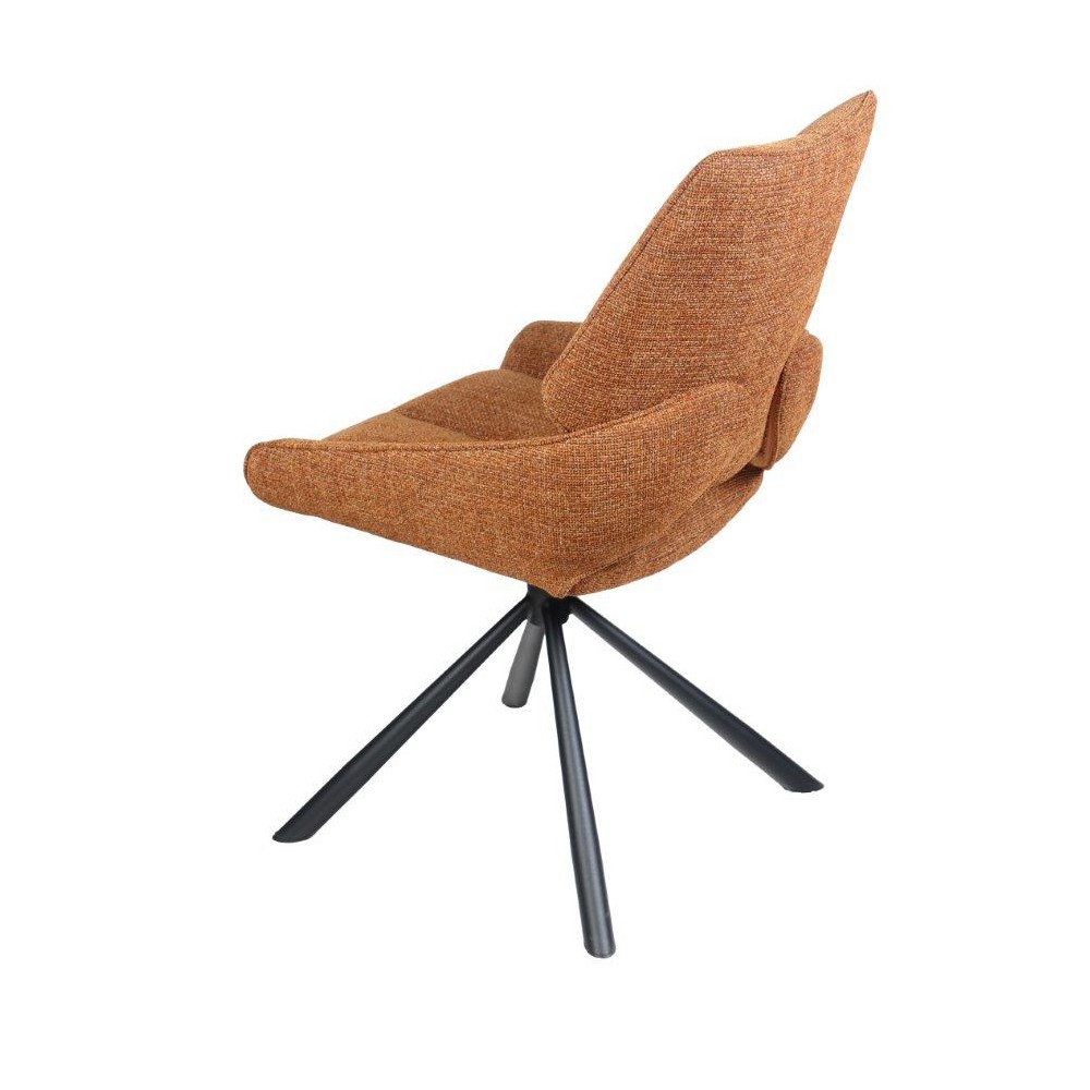 CHAISE FREDO PIVOTANTE PIED NOIR ASSISE TISSU TERRACOTTA 54 X 92 X 64 CM - Photo N°5