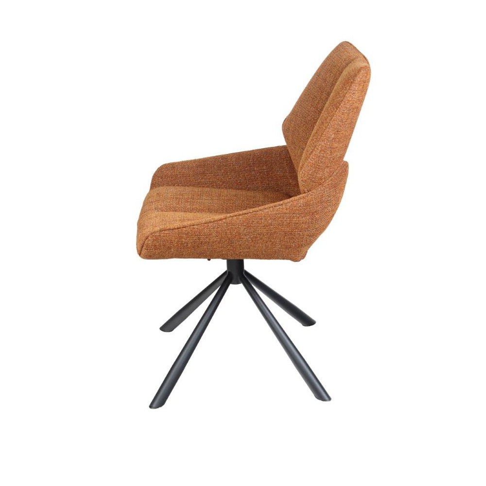 CHAISE FREDO PIVOTANTE PIED NOIR ASSISE TISSU TERRACOTTA 54 X 92 X 64 CM - Photo N°3