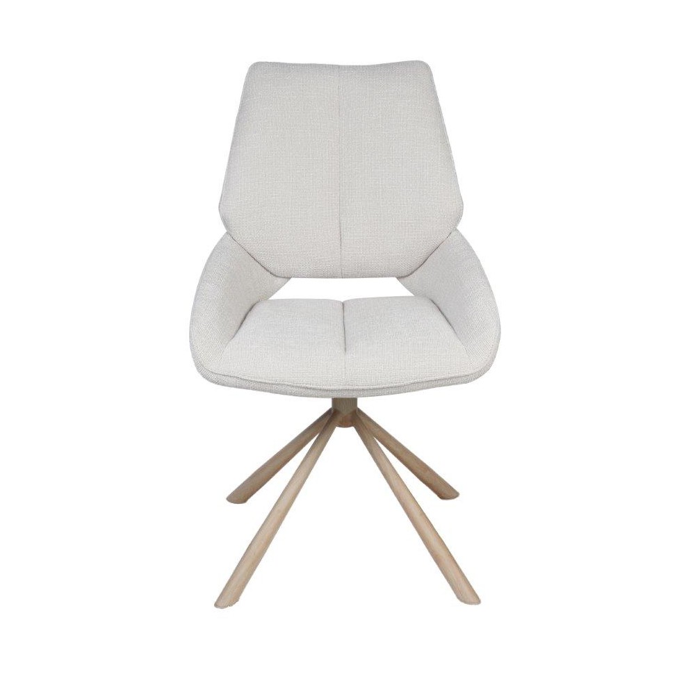 CHAISE FREDO PIVOTANTE PIED ASPECT BOIS ASSISE TISSU BEIGE 54 X 92 X 64 CM - Photo N°1