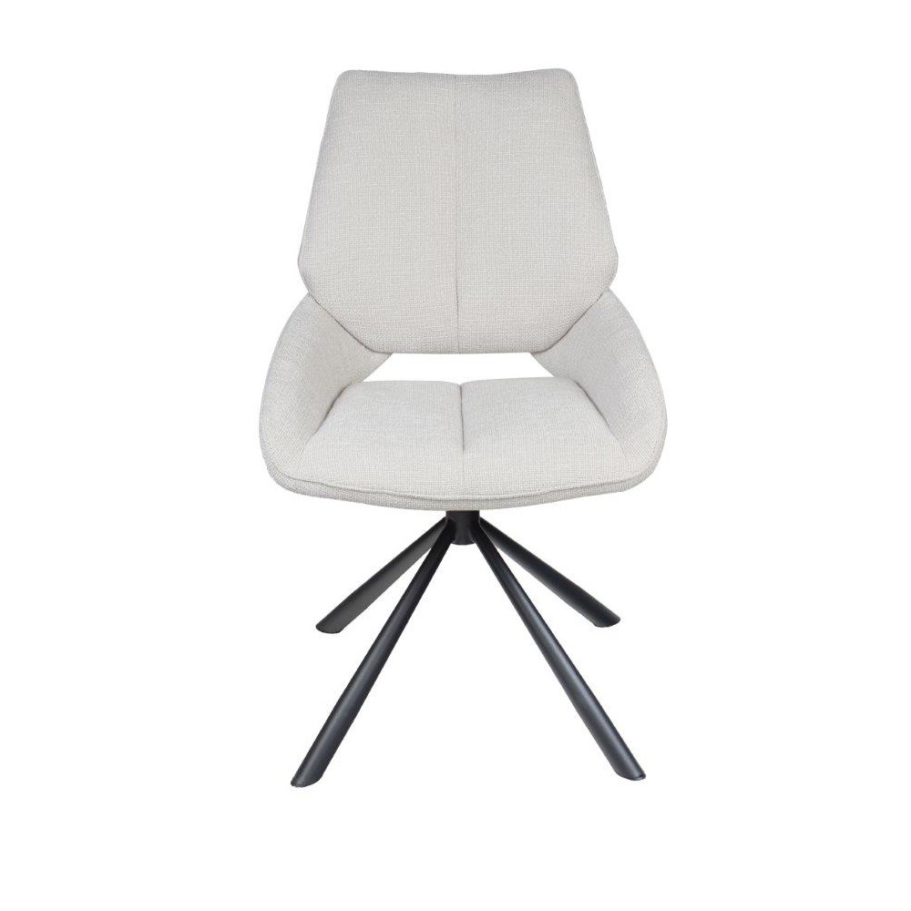 CHAISE FREDO PIVOTANTE PIED NOIR ASSISE TISSU BEIGE 54 X 92 X 64 CM - Photo N°6