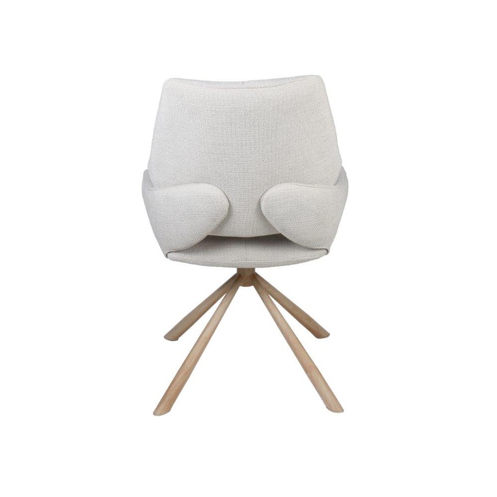 CHAISE FREDO PIVOTANTE PIED ASPECT BOIS ASSISE TISSU BEIGE 54 X 92 X 64 CM - Photo N°4