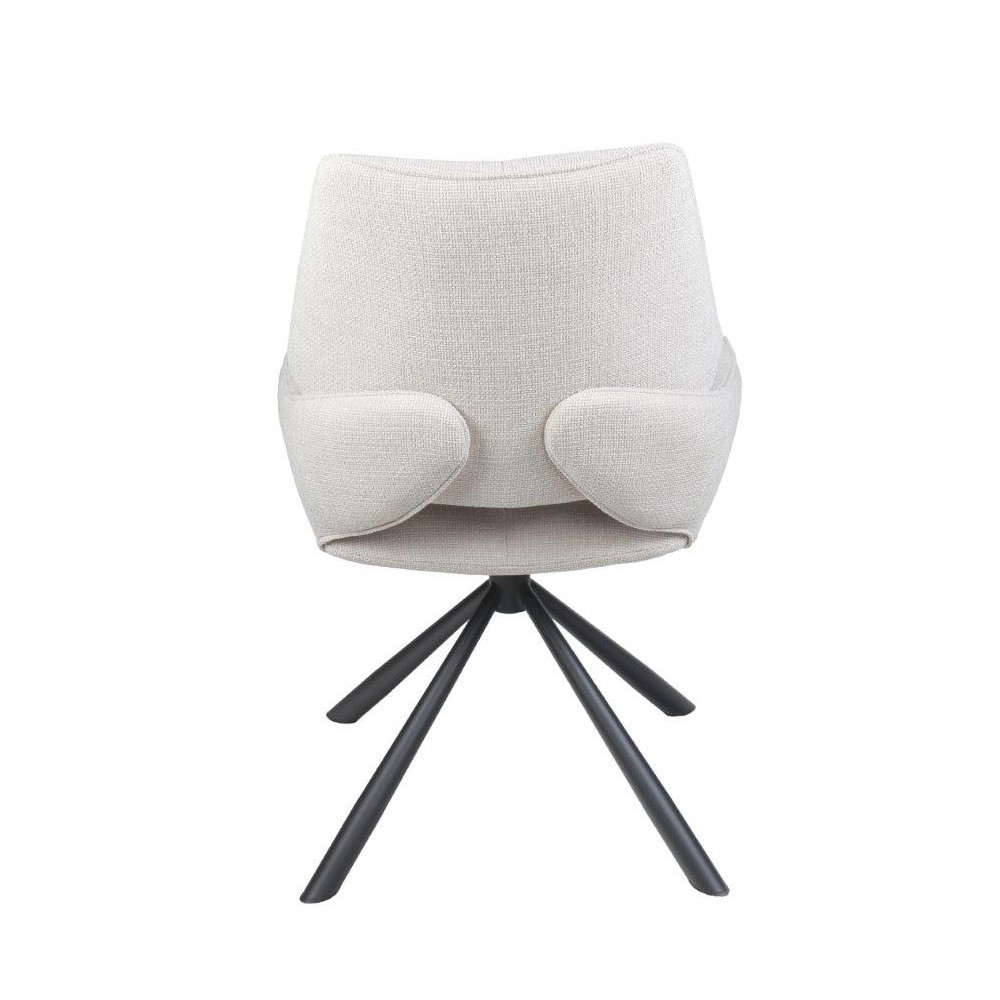 CHAISE FREDO PIVOTANTE PIED NOIR ASSISE TISSU BEIGE 54 X 92 X 64 CM - Photo N°5