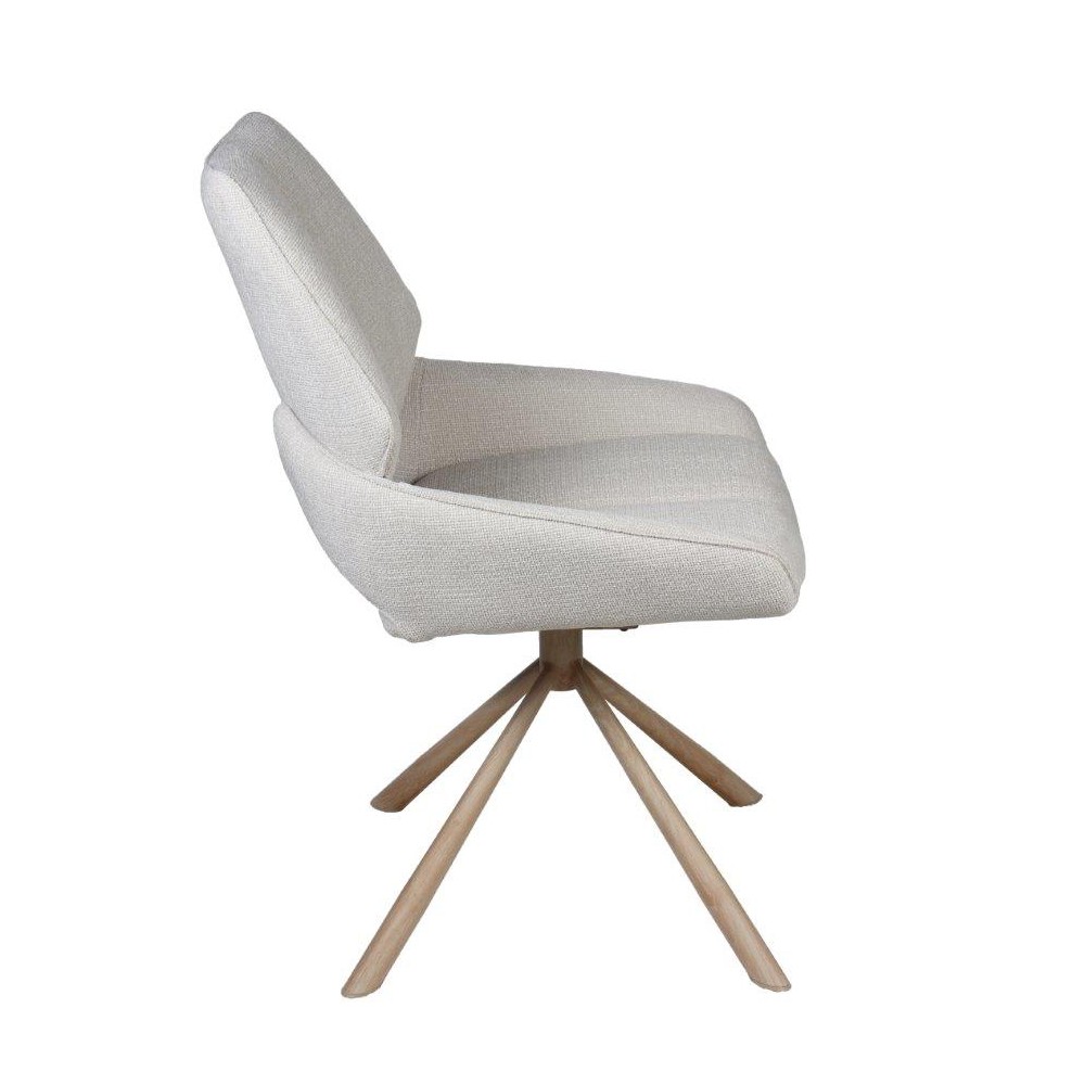 CHAISE FREDO PIVOTANTE PIED ASPECT BOIS ASSISE TISSU BEIGE 54 X 92 X 64 CM - Photo N°3