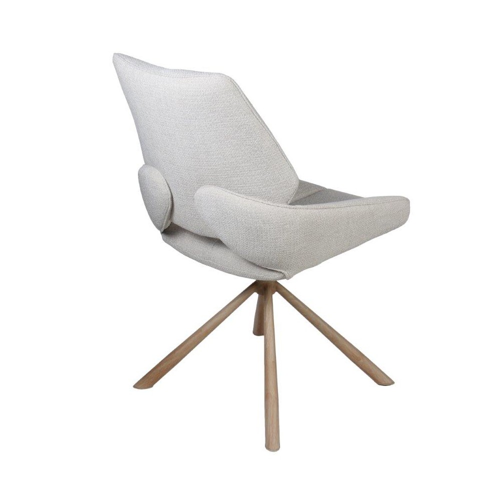 CHAISE FREDO PIVOTANTE PIED ASPECT BOIS ASSISE TISSU BEIGE 54 X 92 X 64 CM - Photo N°2