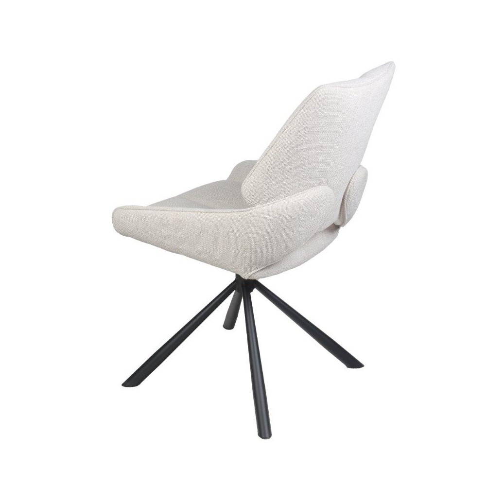 CHAISE FREDO PIVOTANTE PIED NOIR ASSISE TISSU BEIGE 54 X 92 X 64 CM - Photo N°2