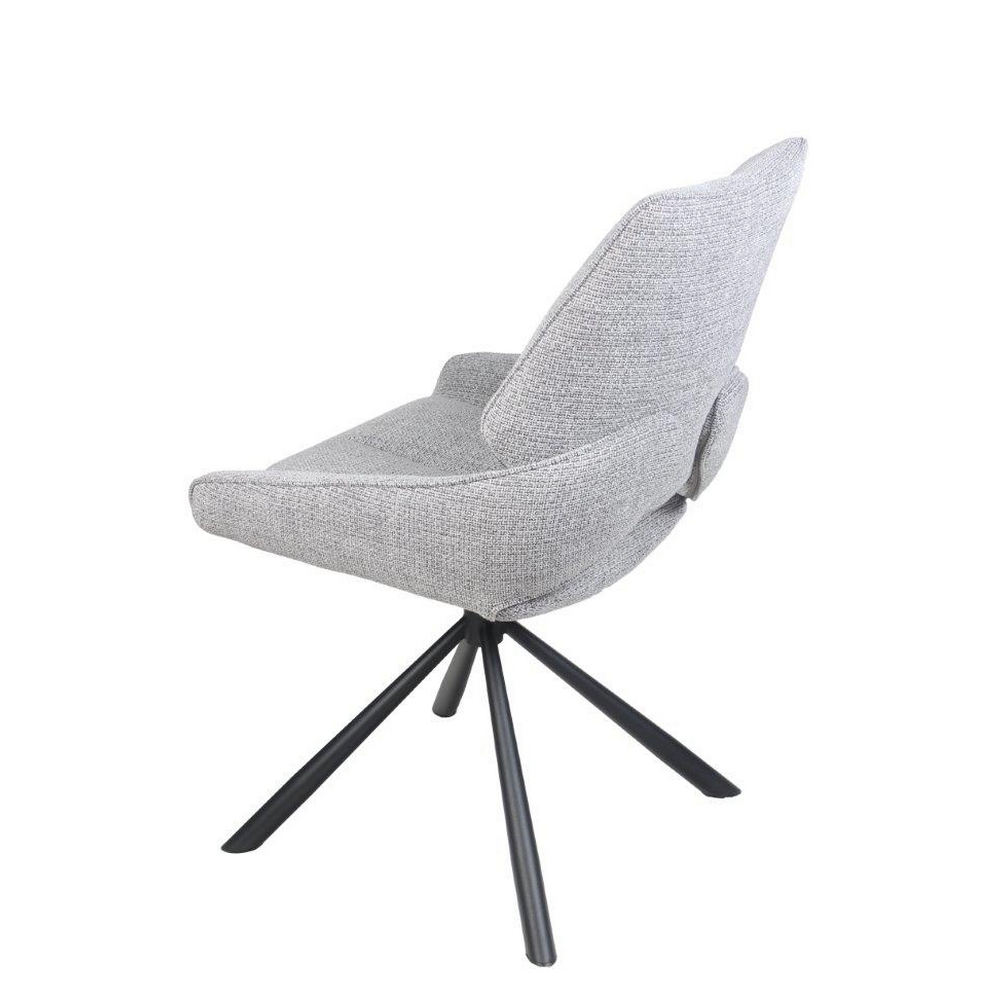 CHAISE FREDO PIVOTANTE PIED NOIR ASSISE TISSU GRIS CLAIR 54 X 92 X 64 CM - Photo N°5