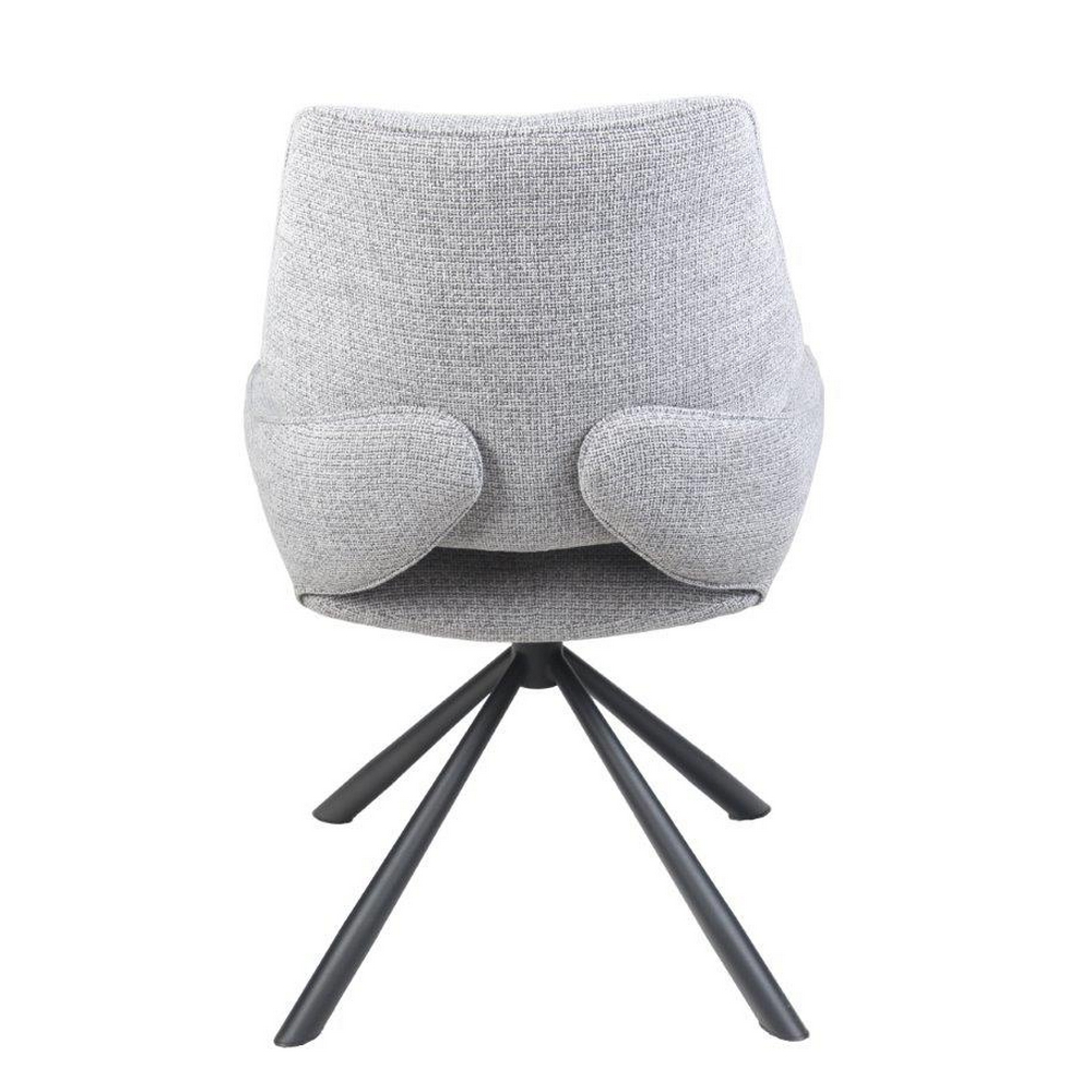 CHAISE FREDO PIVOTANTE PIED NOIR ASSISE TISSU GRIS CLAIR 54 X 92 X 64 CM - Photo N°4