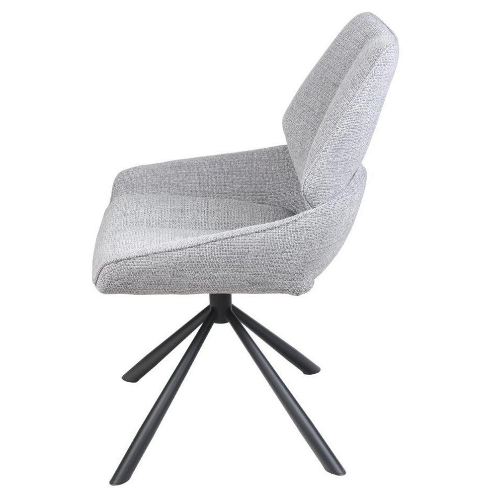 CHAISE FREDO PIVOTANTE PIED NOIR ASSISE TISSU GRIS CLAIR 54 X 92 X 64 CM - Photo N°3