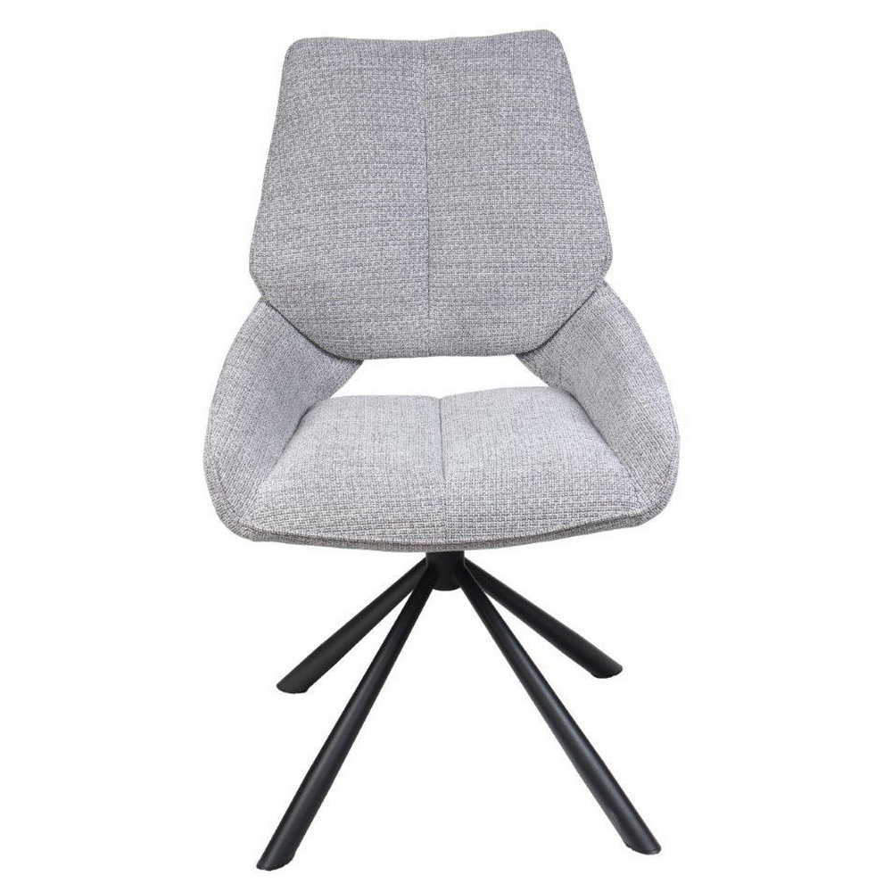CHAISE FREDO PIVOTANTE PIED NOIR ASSISE TISSU GRIS CLAIR 54 X 92 X 64 CM - Photo N°1