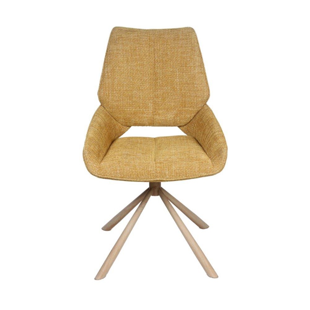 CHAISE FREDO PIVOTANTE PIED ASPECT BOIS ASSISE TISSU JAUNE MOUTA 54 X 92 X 64 CM - Photo N°6