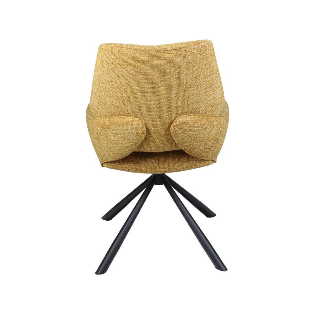 CHAISE FREDO PIVOTANTE PIED NOIR ASSISE TISSU JAUNE MOUTARDE 54 X 92 X 64 CM - Photo N°5