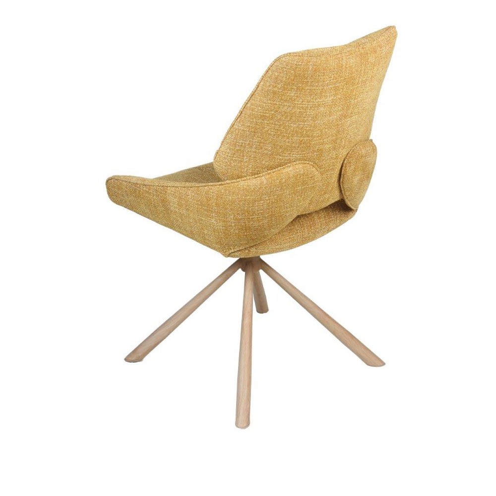 CHAISE FREDO PIVOTANTE PIED ASPECT BOIS ASSISE TISSU JAUNE MOUTA 54 X 92 X 64 CM - Photo N°5