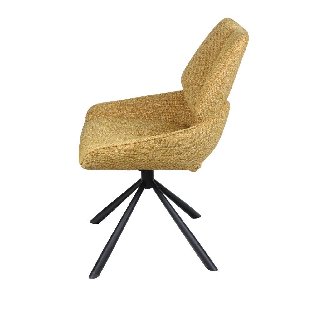 CHAISE FREDO PIVOTANTE PIED NOIR ASSISE TISSU JAUNE MOUTARDE 54 X 92 X 64 CM - Photo N°4