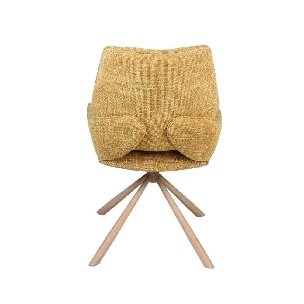 CHAISE FREDO PIVOTANTE PIED ASPECT BOIS ASSISE TISSU JAUNE MOUTA 54 X 92 X 64 CM - Photo N°4