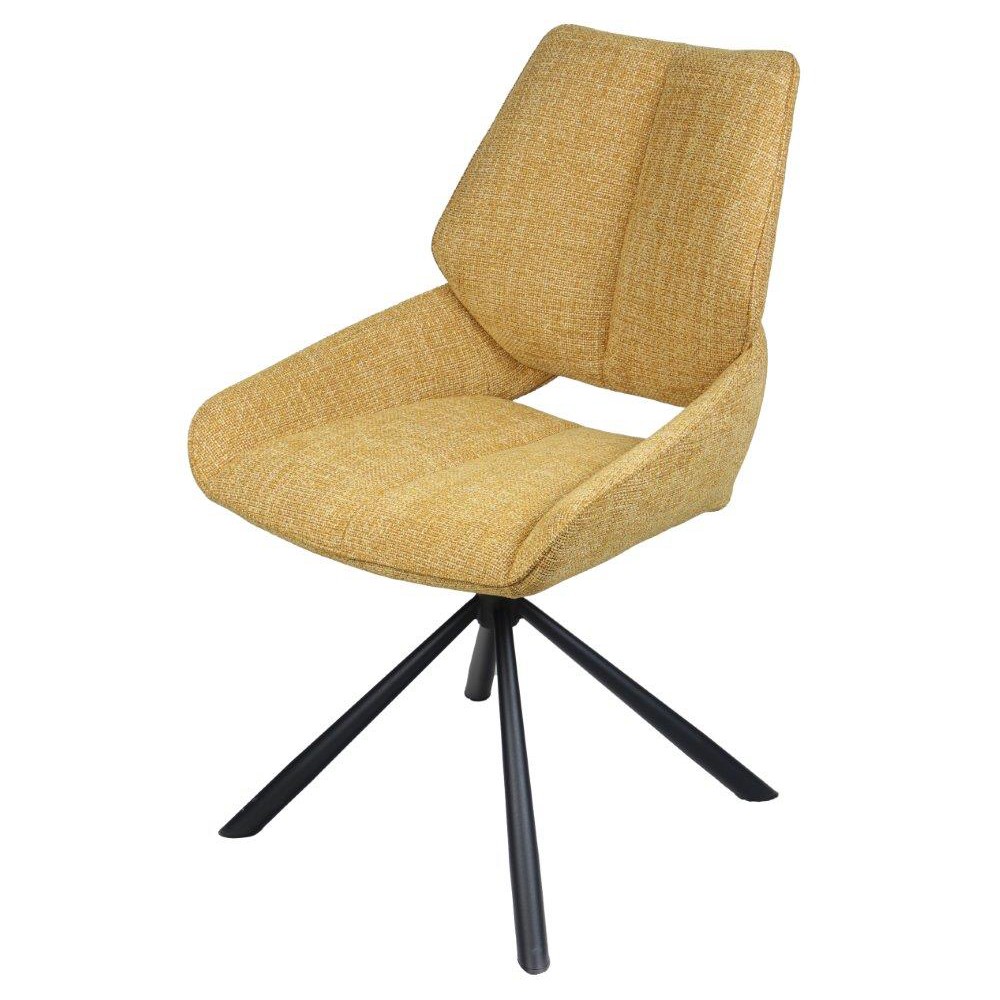 CHAISE FREDO PIVOTANTE PIED NOIR ASSISE TISSU JAUNE MOUTARDE 54 X 92 X 64 CM - Photo N°1