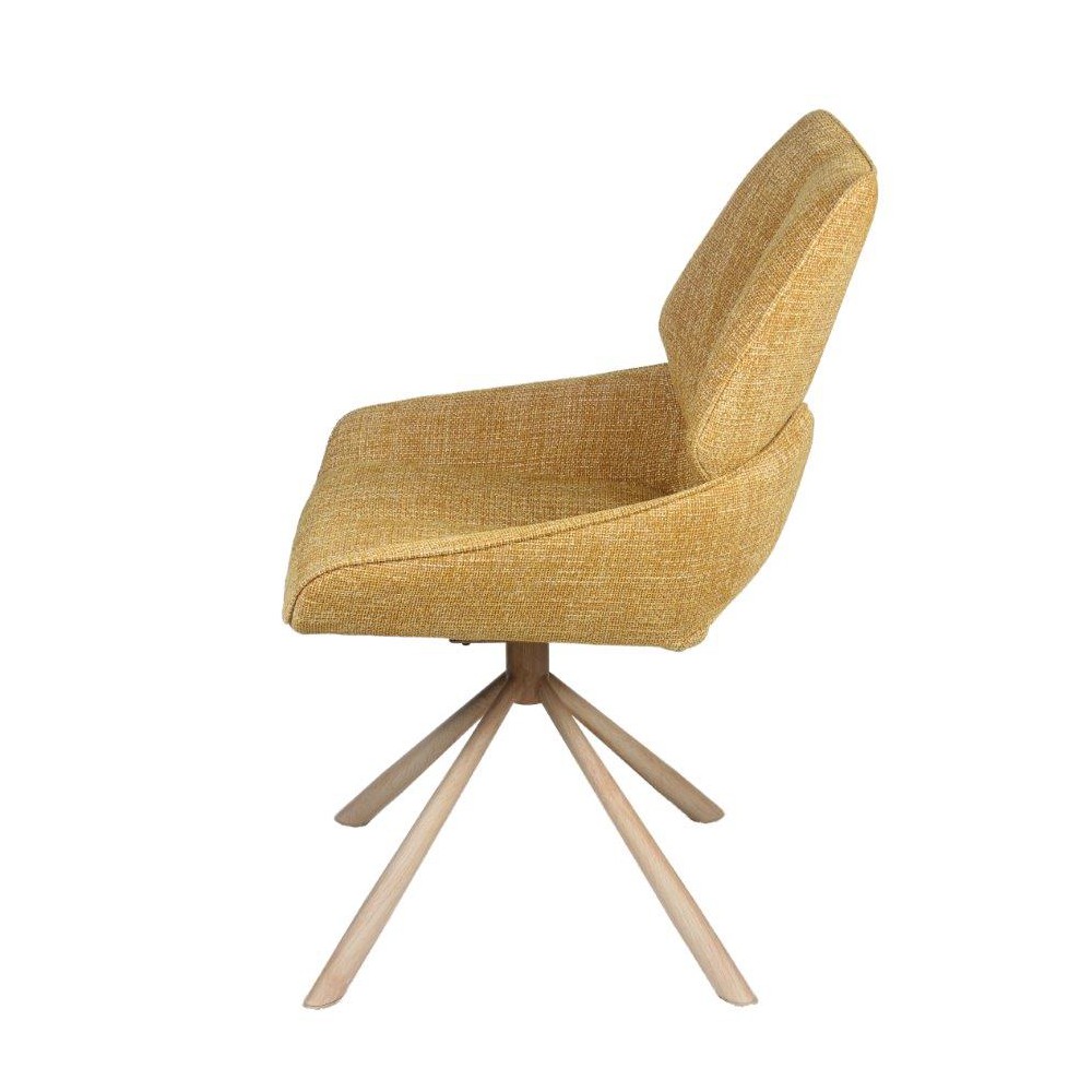 CHAISE FREDO PIVOTANTE PIED ASPECT BOIS ASSISE TISSU JAUNE MOUTA 54 X 92 X 64 CM - Photo N°3